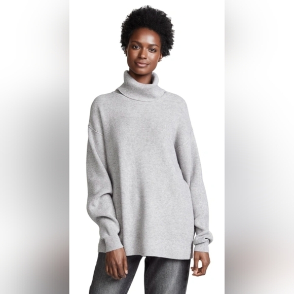 Free People Gray Oversized Softly Structured Knit Tunic Sweater Size XS - Picture 1 of 8